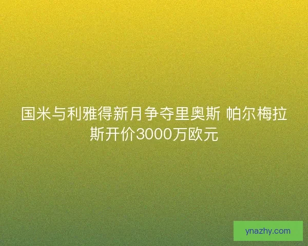 国米与利雅得新月争夺里奥斯 帕尔梅拉斯开价3000万欧元