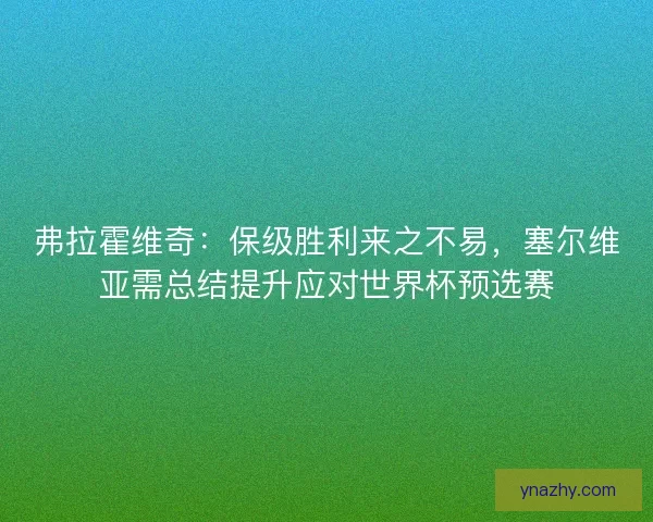弗拉霍维奇：保级胜利来之不易，塞尔维亚需总结提升应对世界杯预选赛
