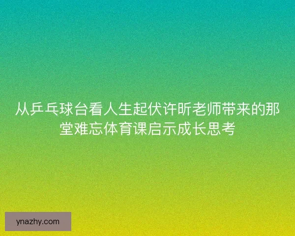从乒乓球台看人生起伏许昕老师带来的那堂难忘体育课启示成长思考 从乒乓球台看人生起伏许昕老师带来的那堂难忘体育课启示成长思考